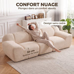 Canapé 3 Places 233 cm, Canapé Salon en Chenille Moderne avec Assise Profonde, Accoudoirs Larges, Beige-5