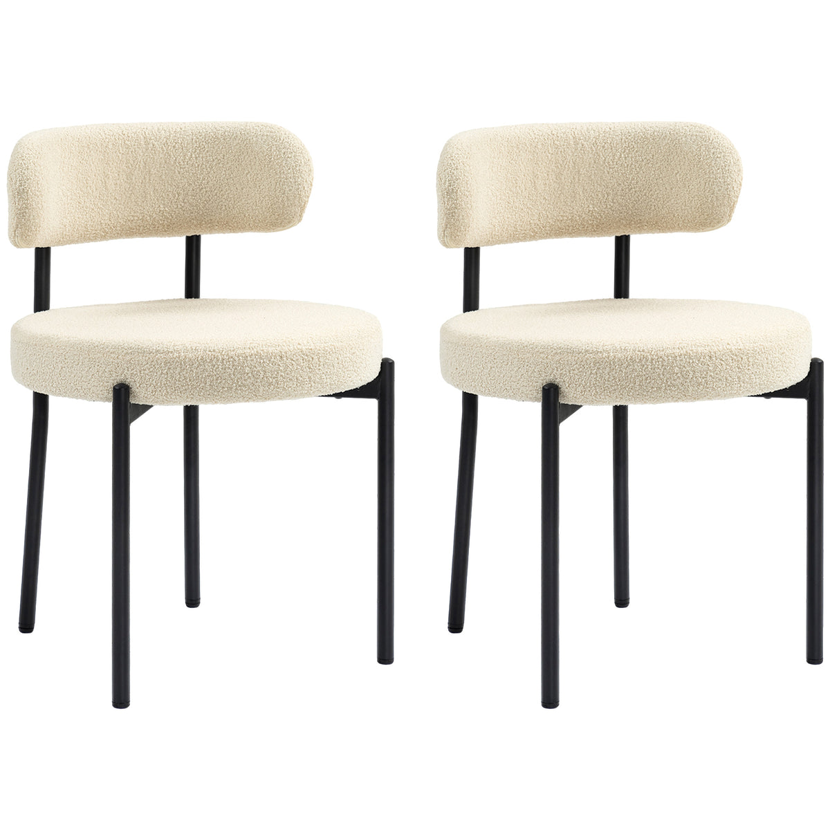 Juego de 2 sillas de comedor con respaldo de tela y patas de acero 51 x 51 x 76 cm beige negro