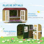 Cabane enfant extérieur maison enfant extérieure avec porte fenêtres et jardinières 114 x 126,4 x 135 cm beige