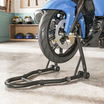 Béquille roue avant arrière charge 390 kg béquille d'atelier moto bras réglable en acier, fourche en forme de U + L noir