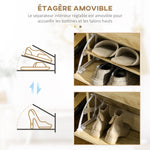 Meuble à chaussures 2 tiroirs et 2 portes abattantes avec étagère réglable 80 x 30 x 91,5 cm poignées alu. naturel