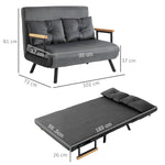 Canapé convertible 2 places avec dossier réglable sur 5 niveaux et 2 coussins rembourrés pour salon, chambre d'amis-2