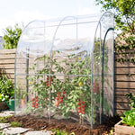 Invernadero de jardín adosado, invernadero adosado con 2 puertas enrollables con cremallera, acero, PVC transparente