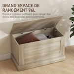 Coffre de rangement, coffre à jouets, avec charnière de sécurité, pour salon, en bois, 80 x 40 x 45 cm, bois naturel
