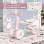 Draisienne Bébé 1-2 Ans Pliable, Siège Réglable, Direction Limitée à 135°, Pneus EVA Silencieux, 52x23x36,5cm, Rose