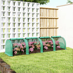 Mini serre de jardin serre à tomates 4 x 1 x 0,80 m acier PE anti-UV 4 portes avec zip enroulables vert