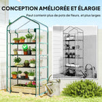 Serre de jardin PVC avec étagères 5 niveaux, serre de balcon, châssis en acier, porte zippée, 90x49x193cm, transparent