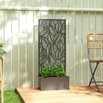 Jardinière avec treillis, bac à fleurs, avec brise-vue, pour plantes grimpantes, métal, 45 x 21,5 x 110 cm, noir-1