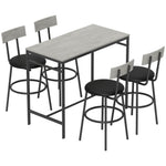 Conjunto de mesa de bar con taburetes, mesa de bar alta y 4 taburetes, estructura de acero, 110 x 55 x 90 cm, blanco