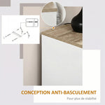 Buffet meuble cuisine rangement avec placard à portes et étagères réglables, 60 x 30 x 90 cm, blanc