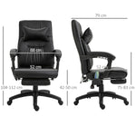 Fauteuil de bureau manager massant repose-pied + tétière intégrés dossier inclinable hauteur réglable 68 x 79 x 104-112 cm noir