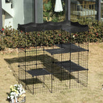 Set van 2 modulaire benches voor kleine dieren, katten of nertsen, 3 niveaus, 2 deuren, hellingbaan, metaaldraad, zwart