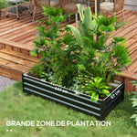 Jardinière rectangulaire potager de jardin bac à fleurs en acier avec bordure de sécurité et fond ouvert noir