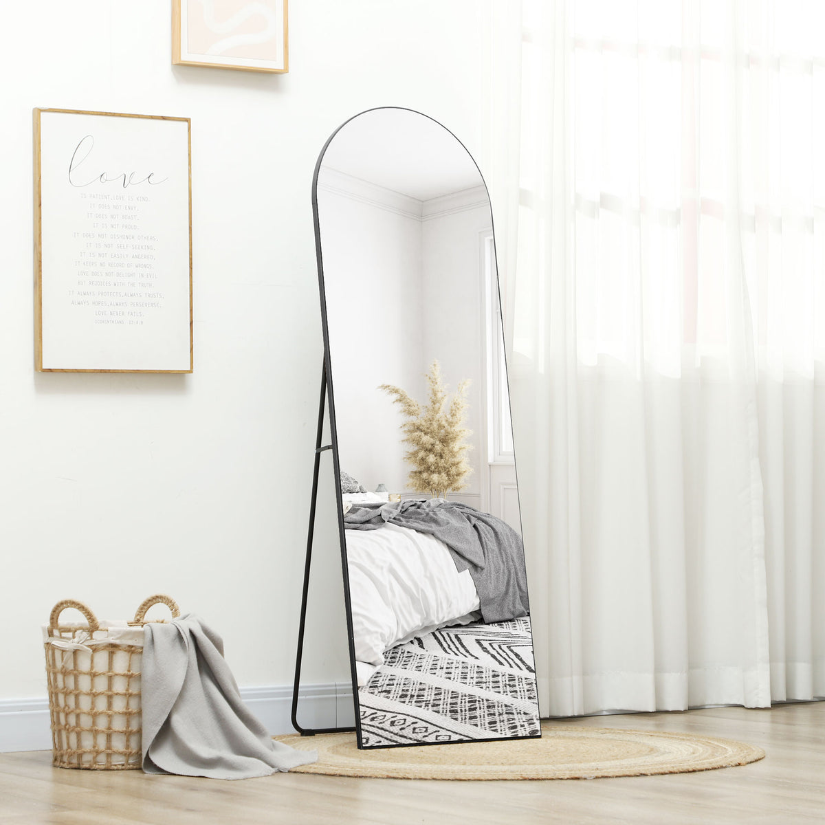 Miroir en pleine longueur 50 x 150 cm miroir sur pied grand miroir mural sans cadre  pour salon, noir