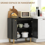 Buffet de rangement avec 2 portes et étagère réglable pieds en métal 76 x 35 x 77 cm ton marbre noir