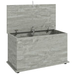 Coffre de Rangement, Banc de Rangement avec Couvercle Rabattable et Charnières de Sécurité, 80 x 40 x 45 cm, Gris