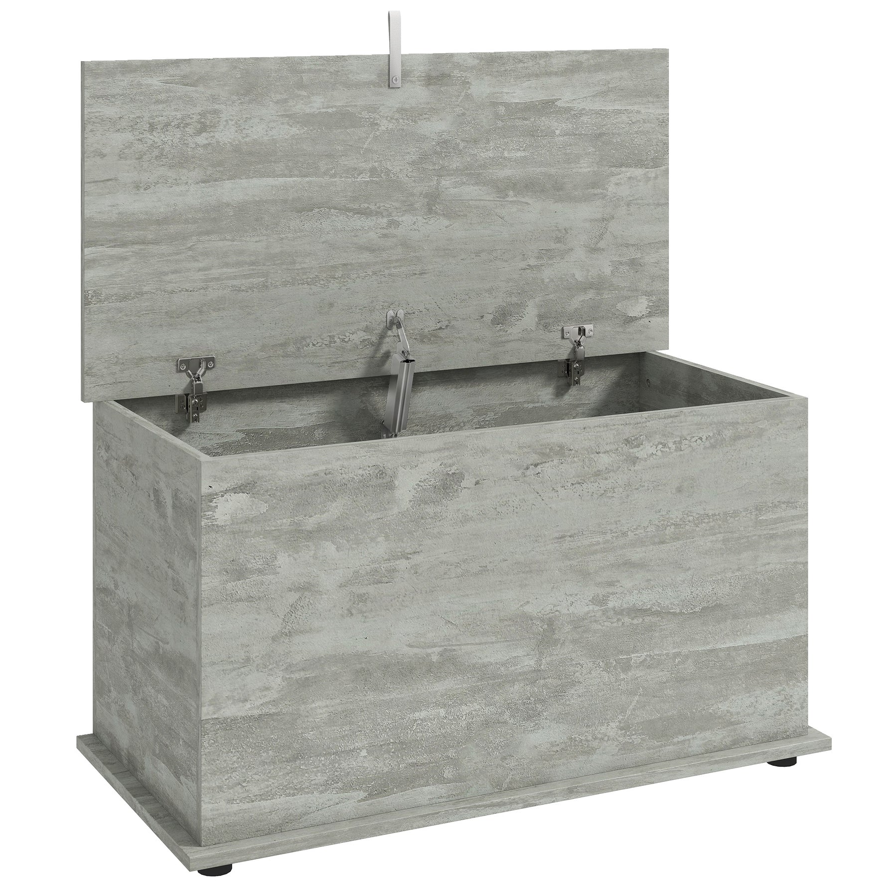 Coffre de Rangement, Banc de Rangement avec Couvercle Rabattable et Charnières de Sécurité, 80 x 40 x 45 cm, Gris