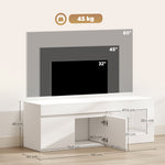 Meuble TV 2 portes pour téléviseurs jusqu'à 60 pouces, meuble télé avec placard et étagère ouverte, blanc