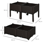 Jardinière sur Pieds carré Potager 2 étages dim. 80L x 80l x 44H cm Insert d'irrigation Plastique