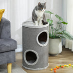 Tonneau à Gratter pour Chat, Tour à Griffer, Arbre à Chat à 2 Couches en Sisal Naturel, Ø35x60cm, Gris Clair