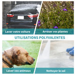 Enrouleur tuyau arrosage automatique pivotant 180° Tuyau 15 + 1,4 m avec Lance arrosage Support Mural intégré Turquoise Gris
