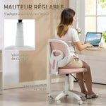 Chaise de Bureau Ergonomique sans Accoudoirs, Fauteuil de Bureau en Maille, Hauteur Réglable, Rose