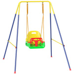 Portique Balançoire Enfants 3-en-1, Balançoire Pliable avec Siège Réglable, Intérieur et Extérieur, Multicolore