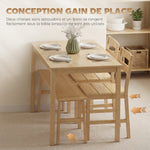 Ensemble de salle à manger en bambou, table à manger avec 2 chaises et banc pour 4 personnes, bois naturel