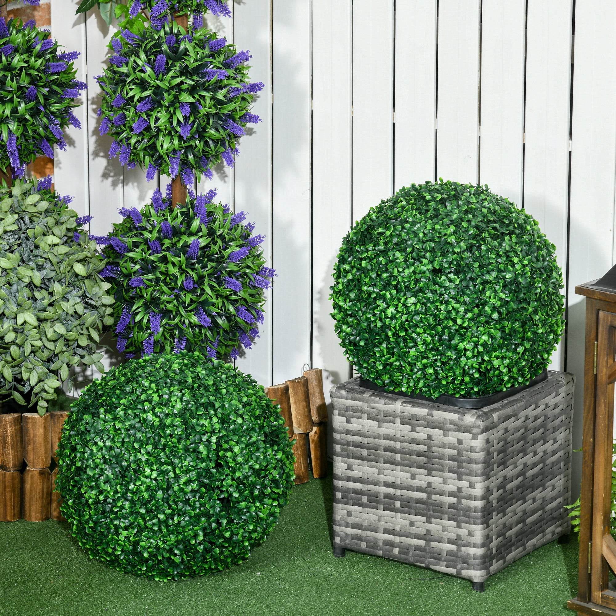 Lot de 2 boules de buis artificielles de 40 cm décoration pour intérieur ou extérieur vert