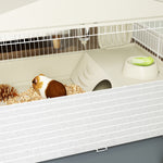 Cage cochon d'inde cage pour petits animaux avec parc amovible tapis imperméable mangeoire à foin 108 x 71 x 57 cm beige