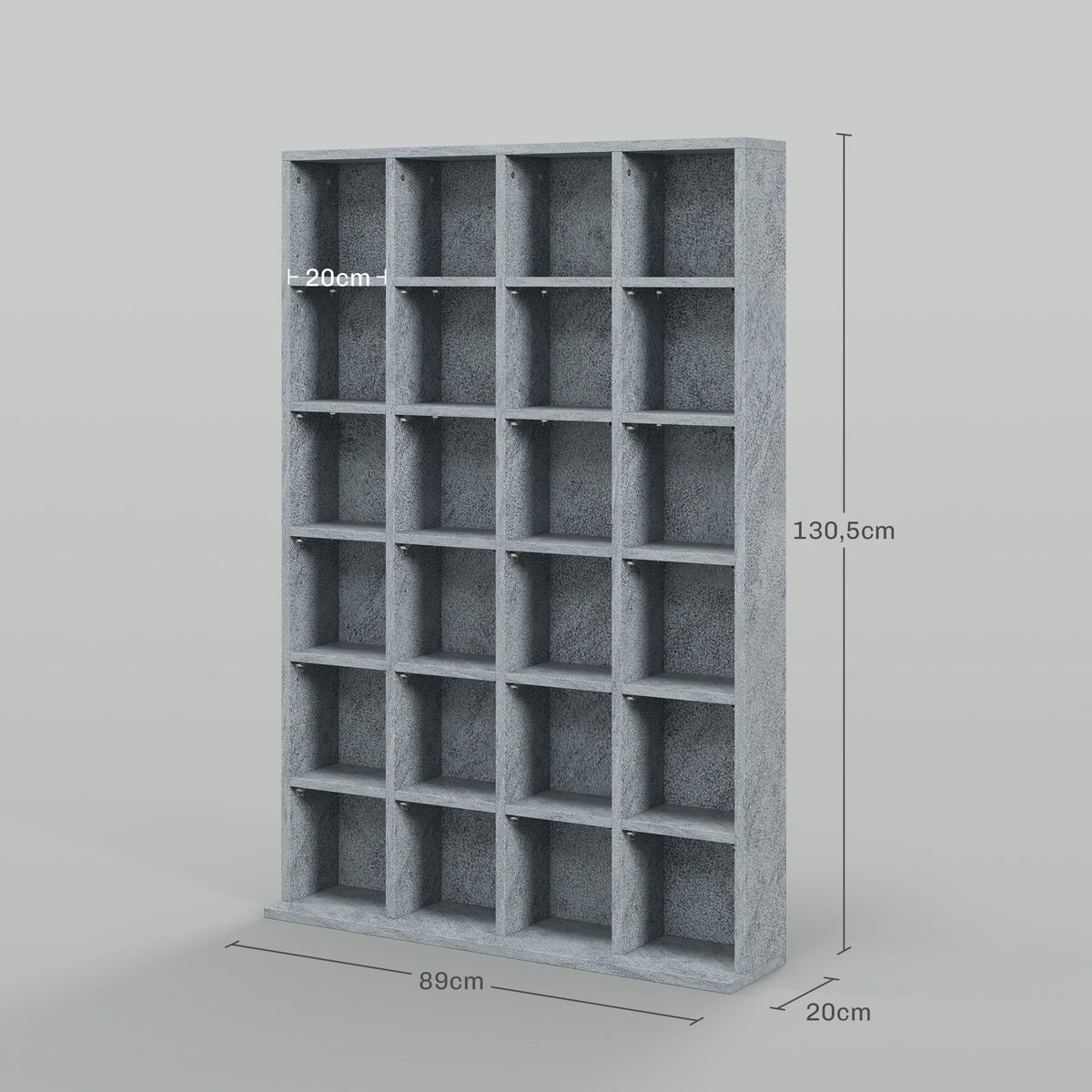 Multimedia-Aufbewahrungsmöbel für 456 CDs / 336 DVDs – Holzregal mit verstellbaren Einlegeböden, 89 x 130,5 cm, grau