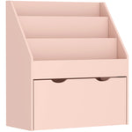 Kinderboekenrek met 3 legplanken en een lade, 62,5L x 30B x 70H cm, roze