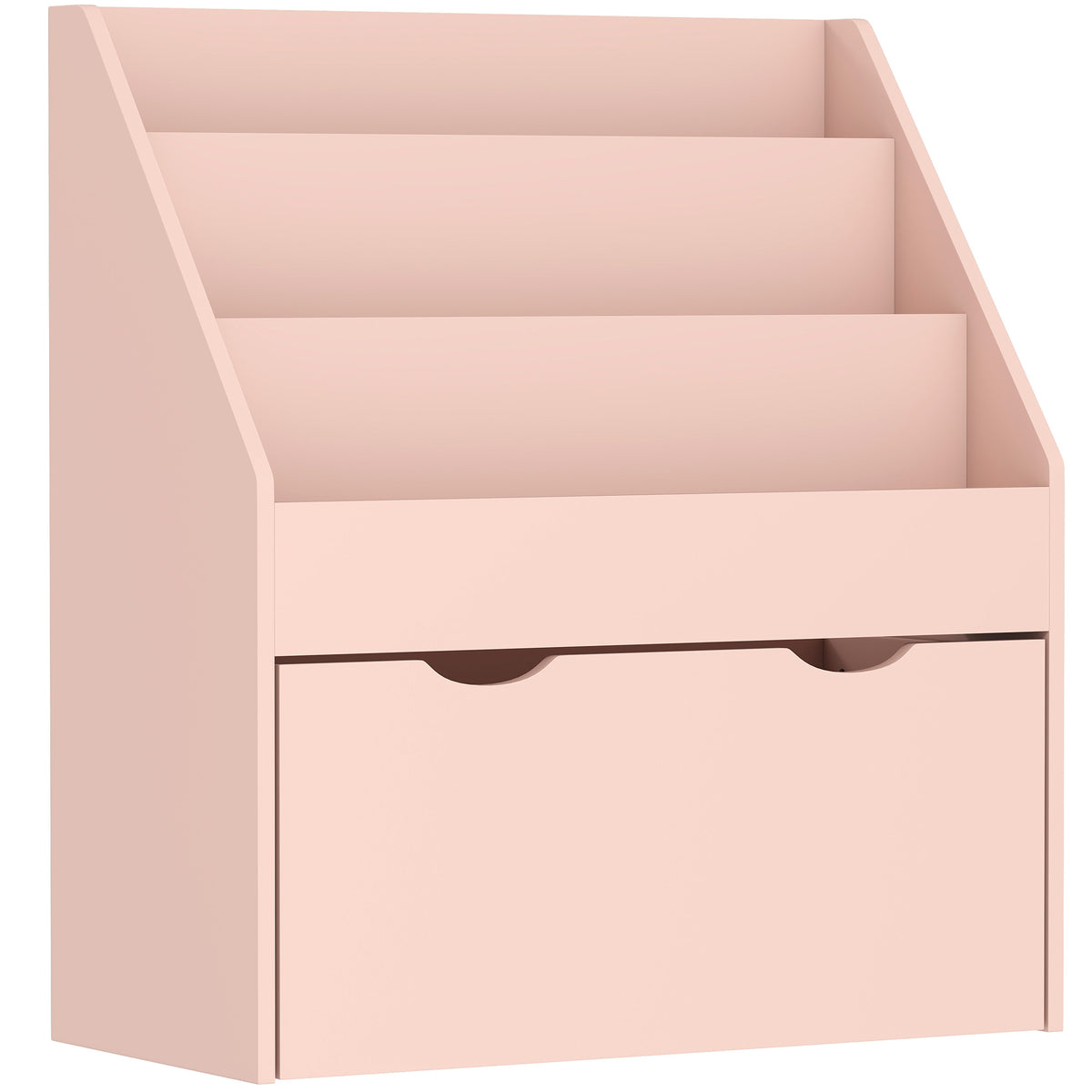 Kinderboekenrek met 3 legplanken en een lade, 62,5L x 30B x 70H cm, roze
