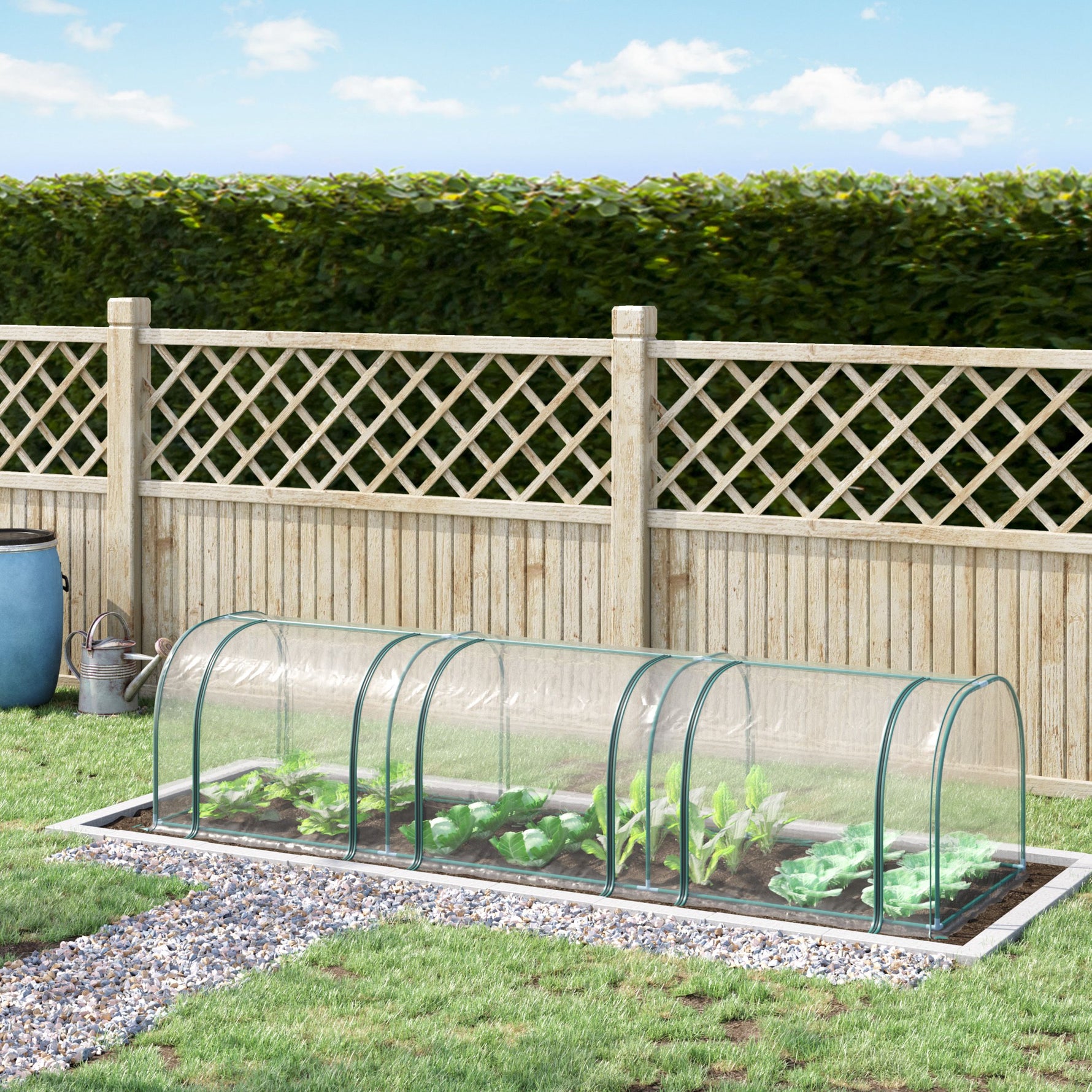 Mini Serre de Jardin, Mini Serre Tunnel, Serre à Tomates 3,5L x 1l x 0,8H m, Acier, PVC Anti-UV, 3 Fenêtres