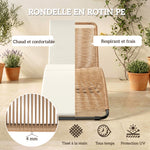 Bain de soleil en résine tressée transat de jardin design en S courbe naturelle structure robuste acier coussin crème