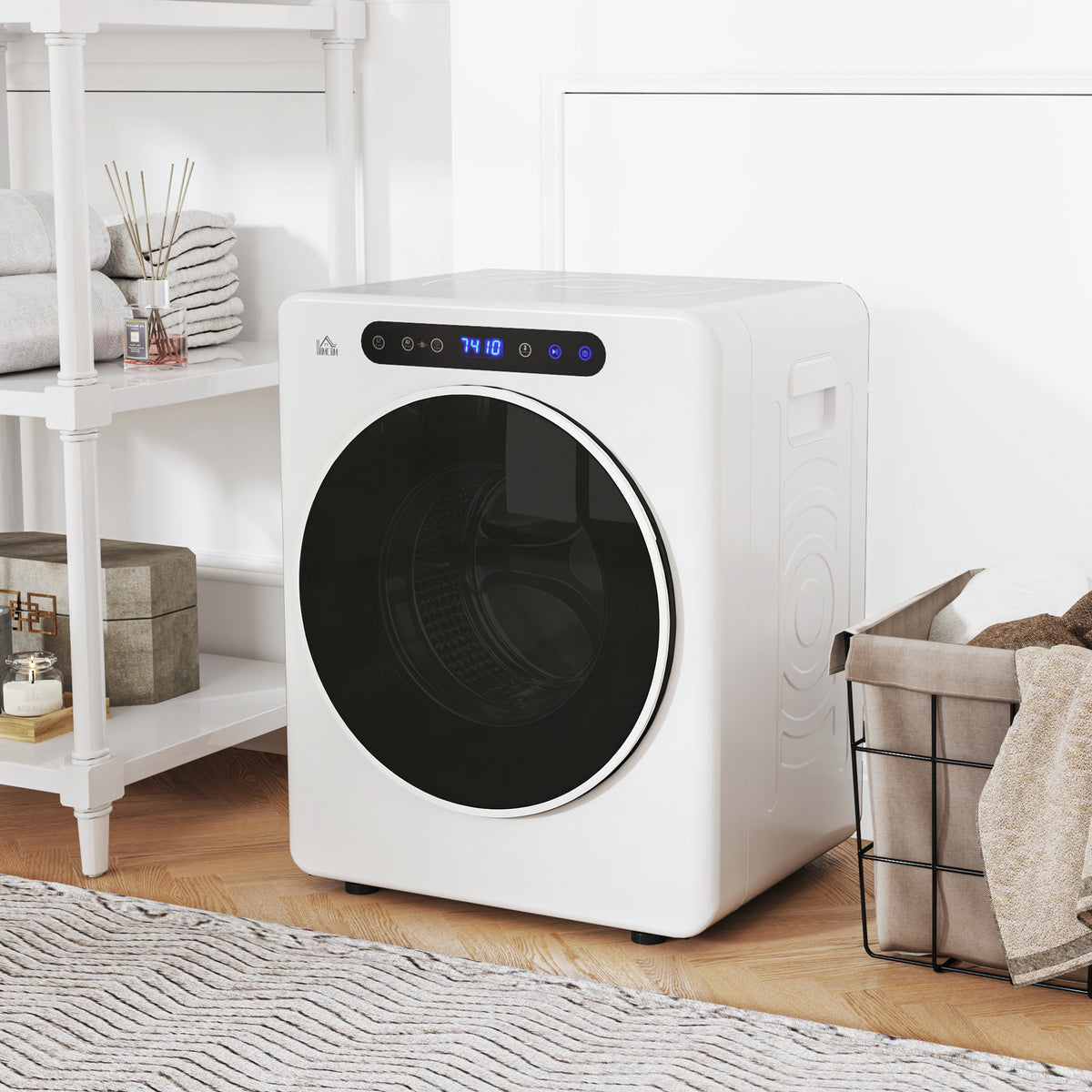 Sèche linge à évacuation, sèche-linge électrique 1000 W 3 Kg, modes Extra Dry et ECO, minuterie, acier inoxydable, blanc