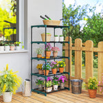 Blumenregal aus Stahl, 5 Ebenen, für Innen- und Außenbereich, Pflanzenständer für Garten, Balkon, Wohnzimmer, 67x49x138 cm, Grün