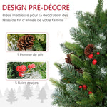 Sapin de Noël 60 cm arbre de Noël de table avec lumière LED, 141 pointes, pommes de pin et baies rouges, base en béton-4