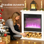 Cheminée électrique 1800W, fausse cheminée décorative, effet flamme à 9 couleurs et 5 luminosité, 62,5x20x72,5cm, blanc-4