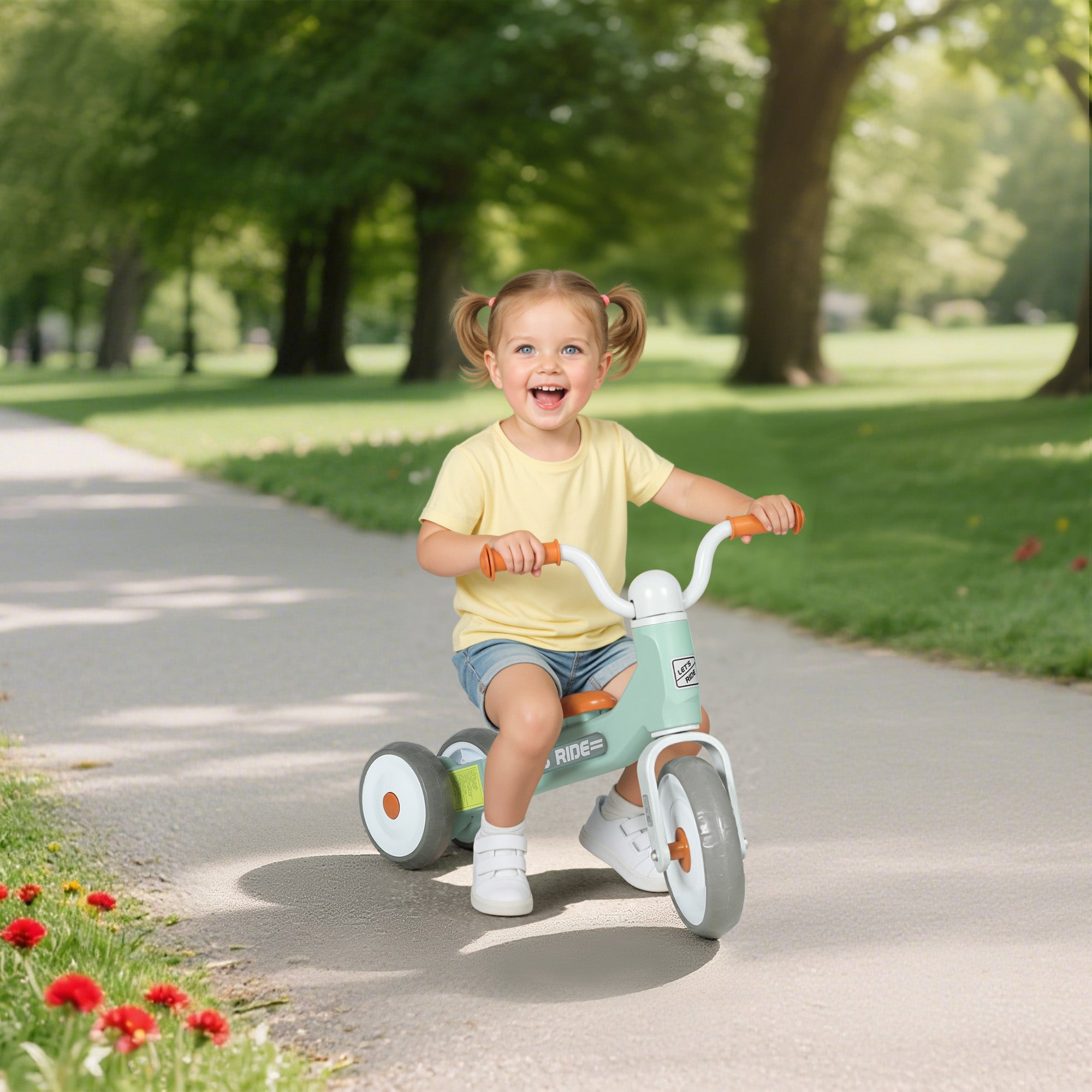 Draisienne bébé 1-3 ans jusqu'à 20 kg, vélo enfants sans pédale, 3 roues silencieuses, 69 x 40 x 49 cm, vert