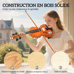 Violon 4/4 ensemble de violon en bois massif pour adultes et débutants avec étui léger et portable 60 x 21 cm marron