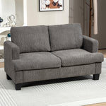 Canapé 2 places 120 cm avec coussins de dossier amovibles, tissu chenille pour salon, chambre, bureau, gris foncé
