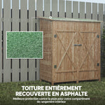 Abri de jardin en bois armoire de jardin en bois avec table, toit en asphalte, 140 x 75 x 157 cm, effet bois naturel
