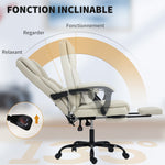 Chaise Bureau Ergonomique, Fauteuil de Bureau avec Dossier Inclinable, Hauteur Réglable, 65x67x111-119cm, Beige