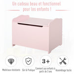 Coffres à Jouets pour Enfants Boîte à Jouets Malle de Rangement Dim. 60L x 40l x 48H cm Vérin Pneumatique MDF Rose