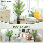 Plante artificielle intérieure 120 cm, palmier arbre artificiel avec pot en plastique et flocage, vert