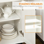 Desserte de cuisine à roulettes multi-rangements 1 tiroir 1 placard 1 portes-torchons blanc et plateau en bois