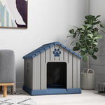 Caseta para perro de exterior casa perro exterior con rejillas de ventilación y suelo elevado 85 x 79 x 82 cm azul