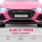 Voiture électrique enfants, véhicule électrique 12V avec télécommande 2,4G, phares, musique, klaxon, port USB, MP3, rose