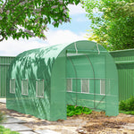 Serra da giardino a tunnel superficie suolo 7m² 3,5L x 2P x 2A m telaio tubolare rinforzato porta con zip 6 finestre avvolgibili verde